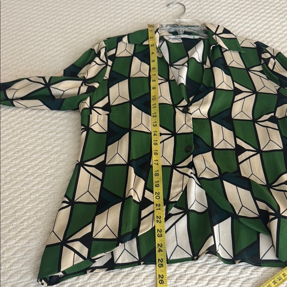 Zara Geometric Green and Cream Women's Pants Co-ord Jumpsuit - Picture 5 of 12